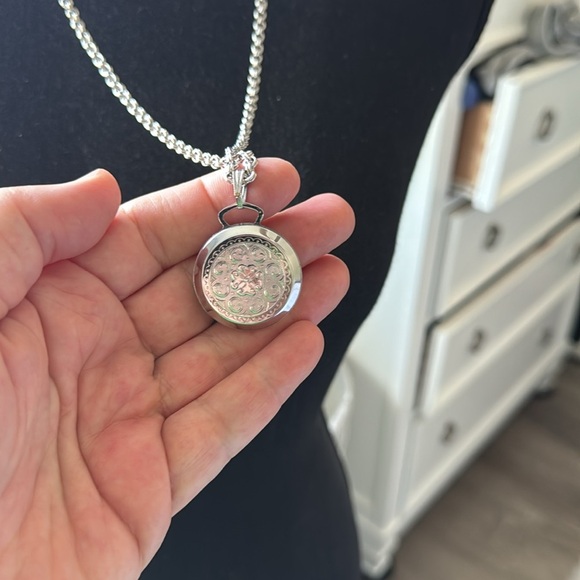 Monet Elegant Silver Necklace with Circular watch - Picture 5 of 5